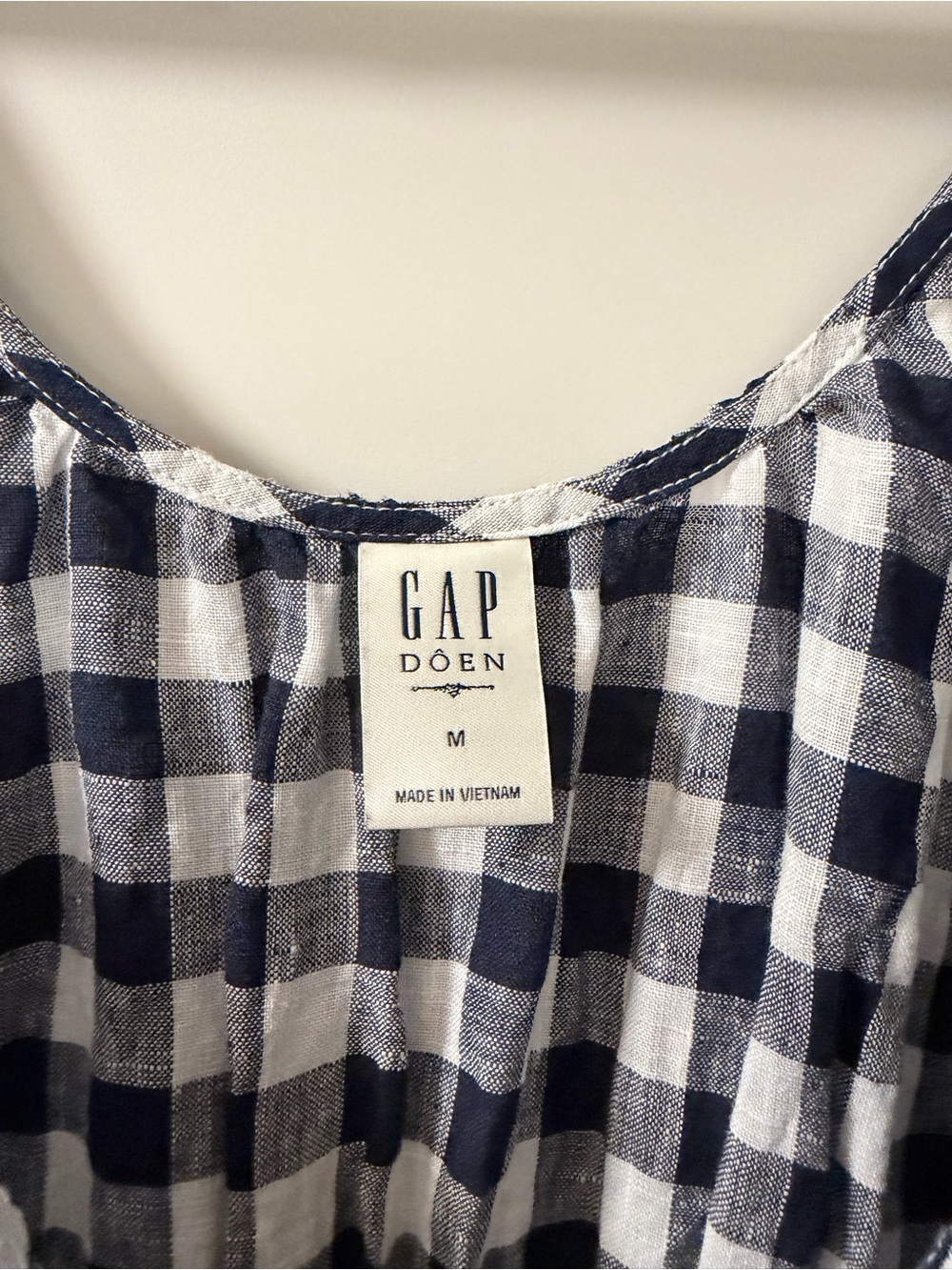 Gap x DOEN Navy and White Gingham Puff-Sleeve Maxi Dress - Picture 2 of 4